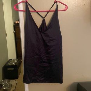 Black satin tank top